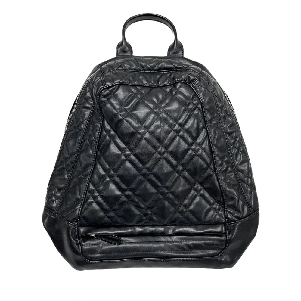 Zara Faux Leather Black Quilted Backpack